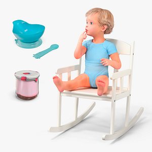 Sitting Boy with Dessert Collection 3D model