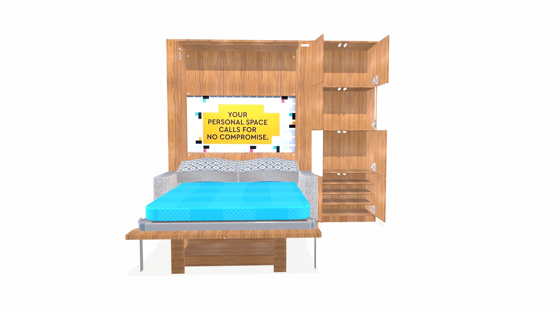 Godrej Queen Wall Bed And 1 Storage Unit With Drawers 3D Model ...
