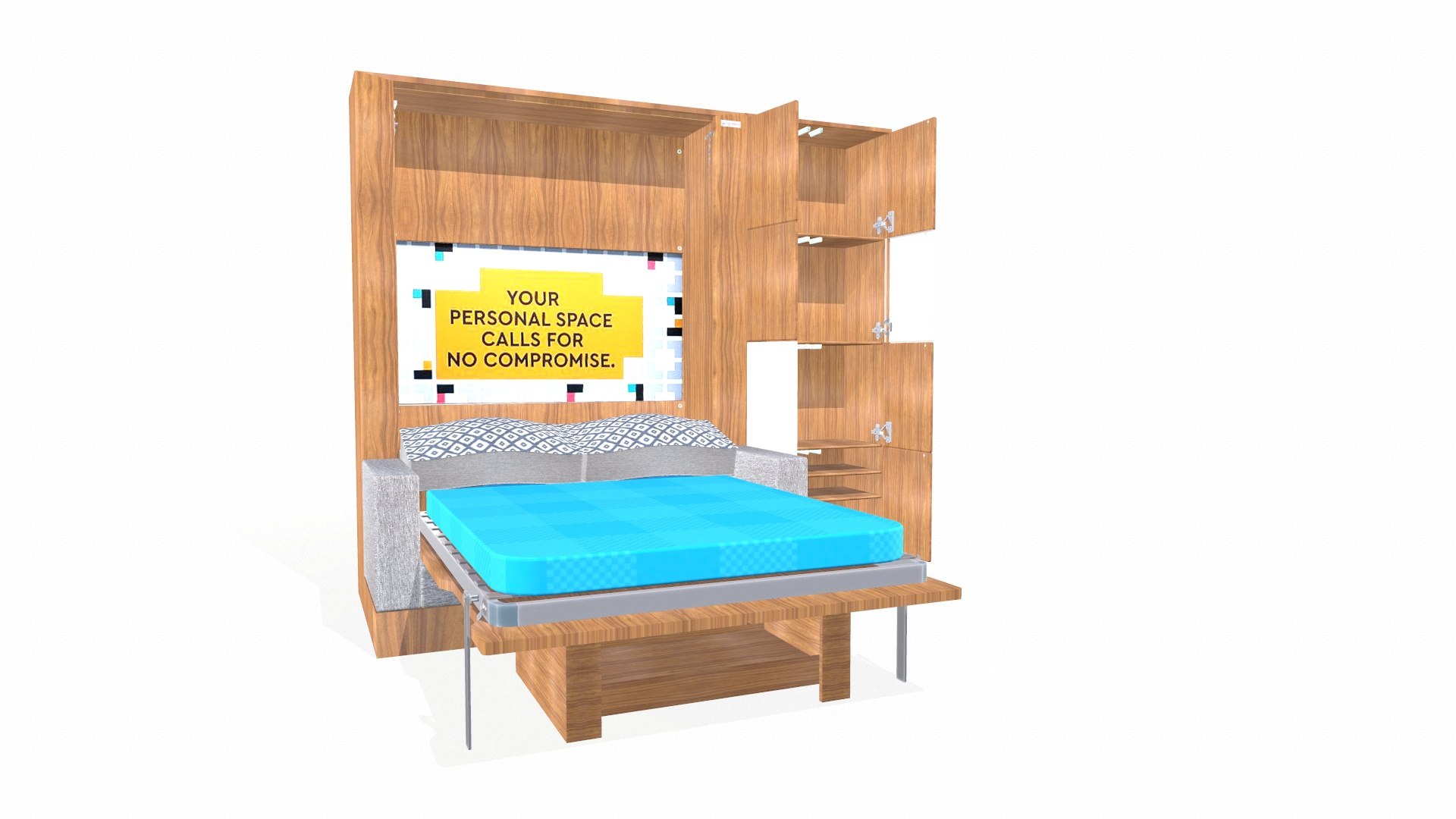 Godrej Queen Wall Bed And 1 Storage Unit With Drawers 3D Model ...