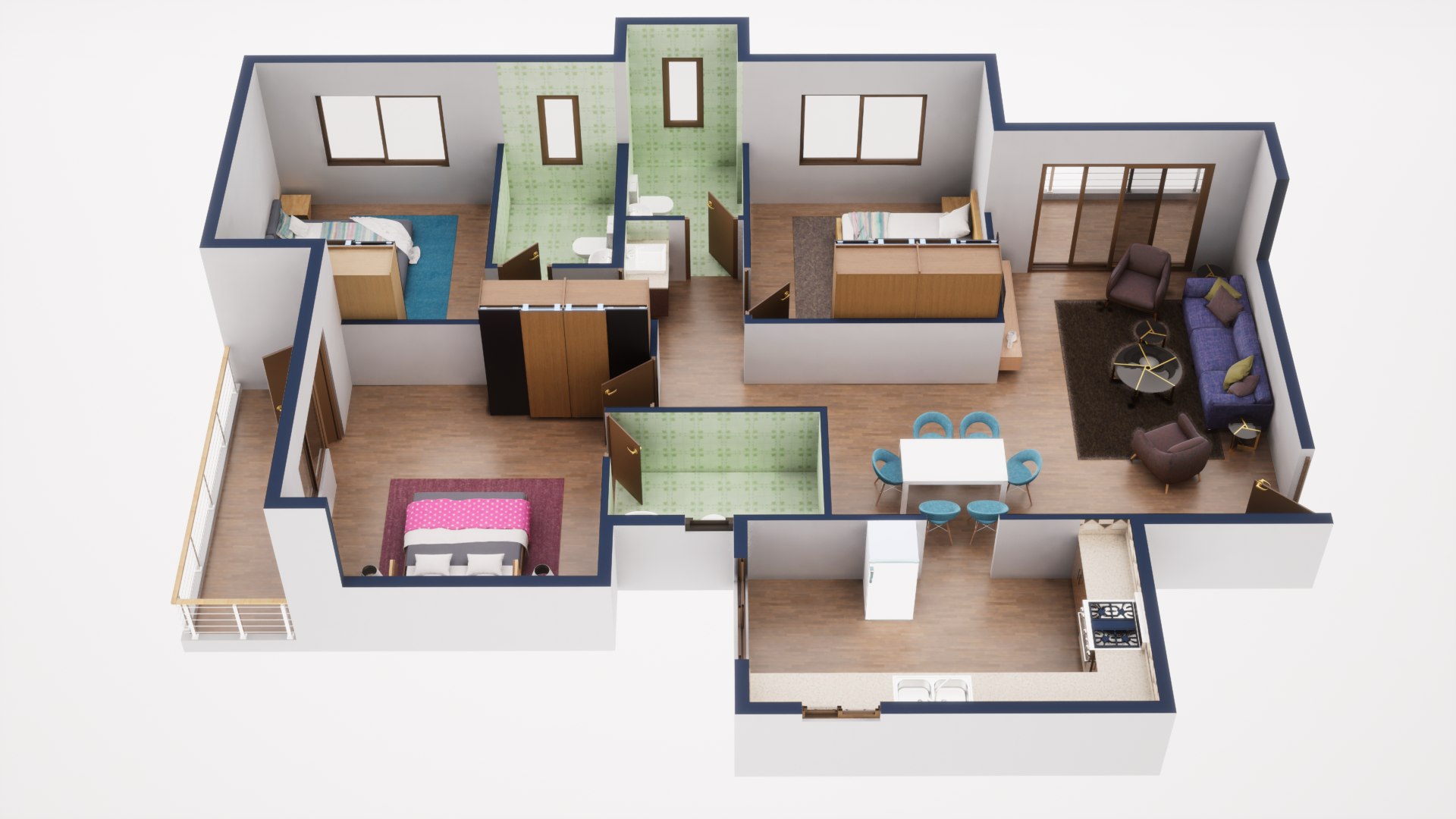 3D Floor Plan Model 46 3D model - TurboSquid 1972251