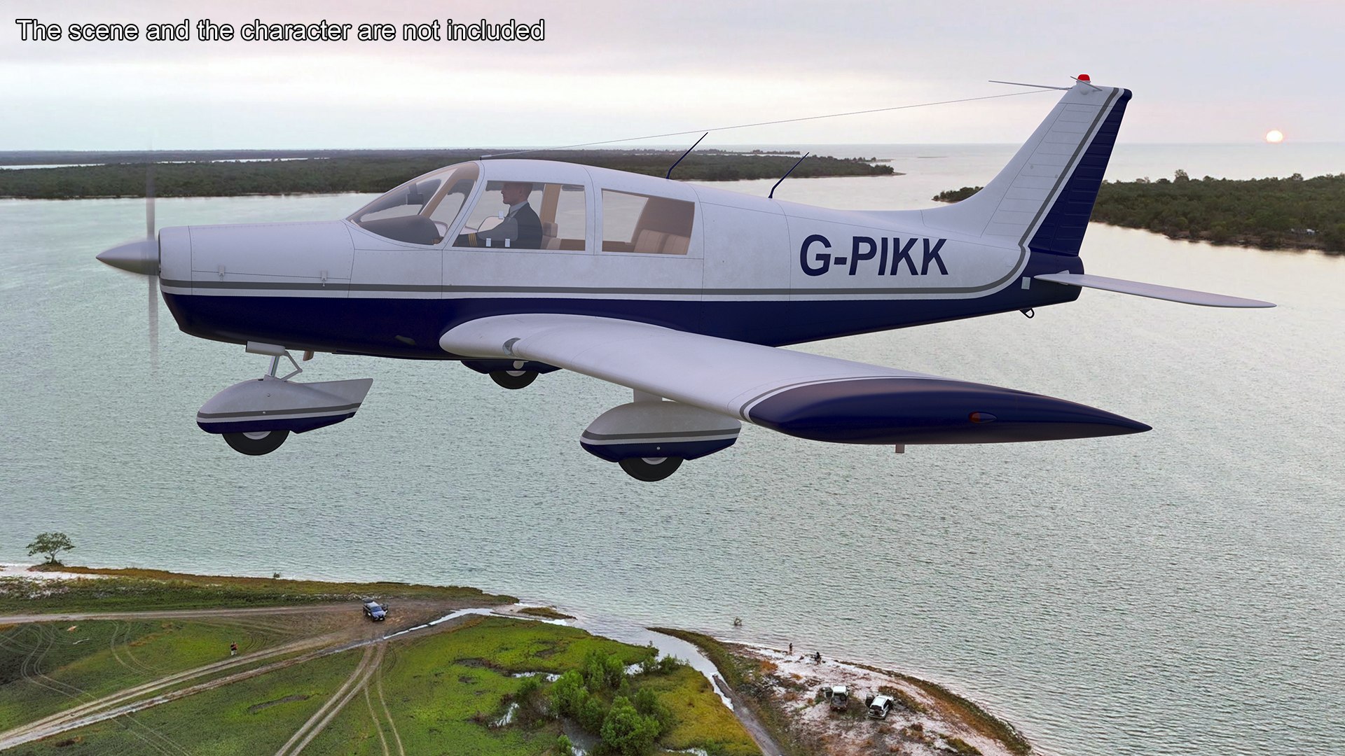 Four Seat Light Aircraft Piper PA-28 Rigged 3D Model - TurboSquid 2263762