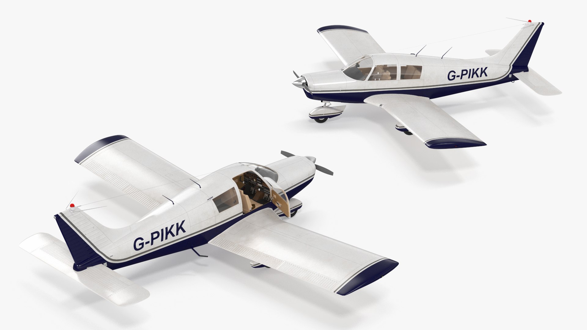 Four Seat Light Aircraft Piper PA-28 Rigged 3D Model - TurboSquid 2263762