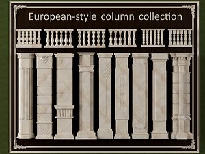 3D European Square Columns Set