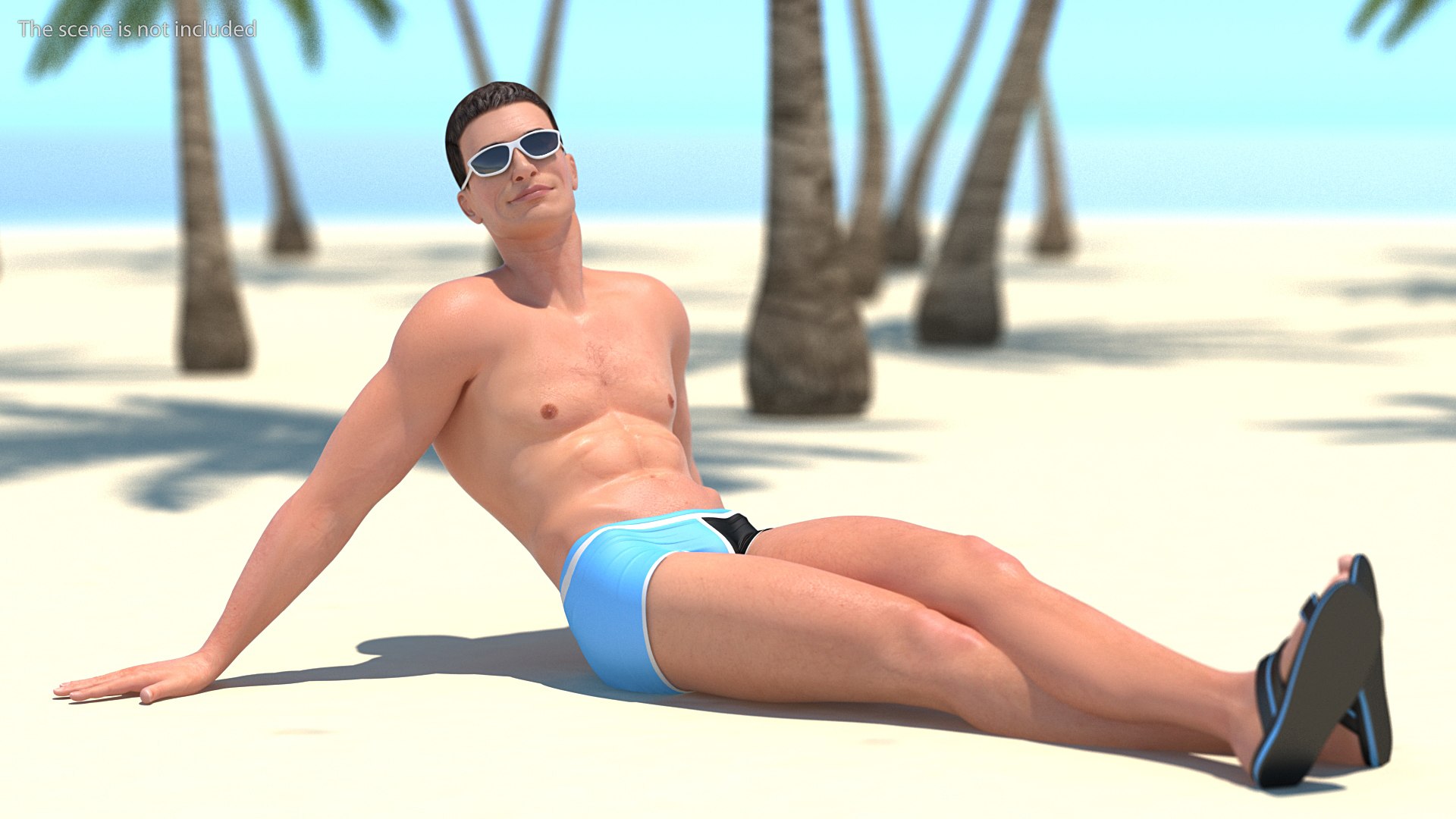 Man in Swimwear Rigged for Maya 3D model preview