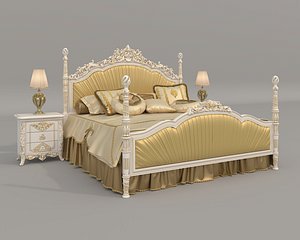 Classic European Style Bed Set 63 3D model