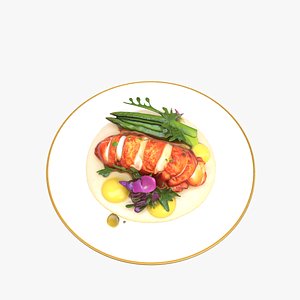 Butter Poached Lobster Tail 3D
