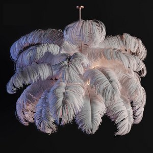 Natural Ostrich Feather Modern Chandelier
