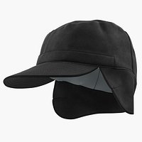 Black Military Field Cap with Earflaps