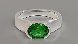 Half bezel set oval shape diamond solitaire ring 3D model