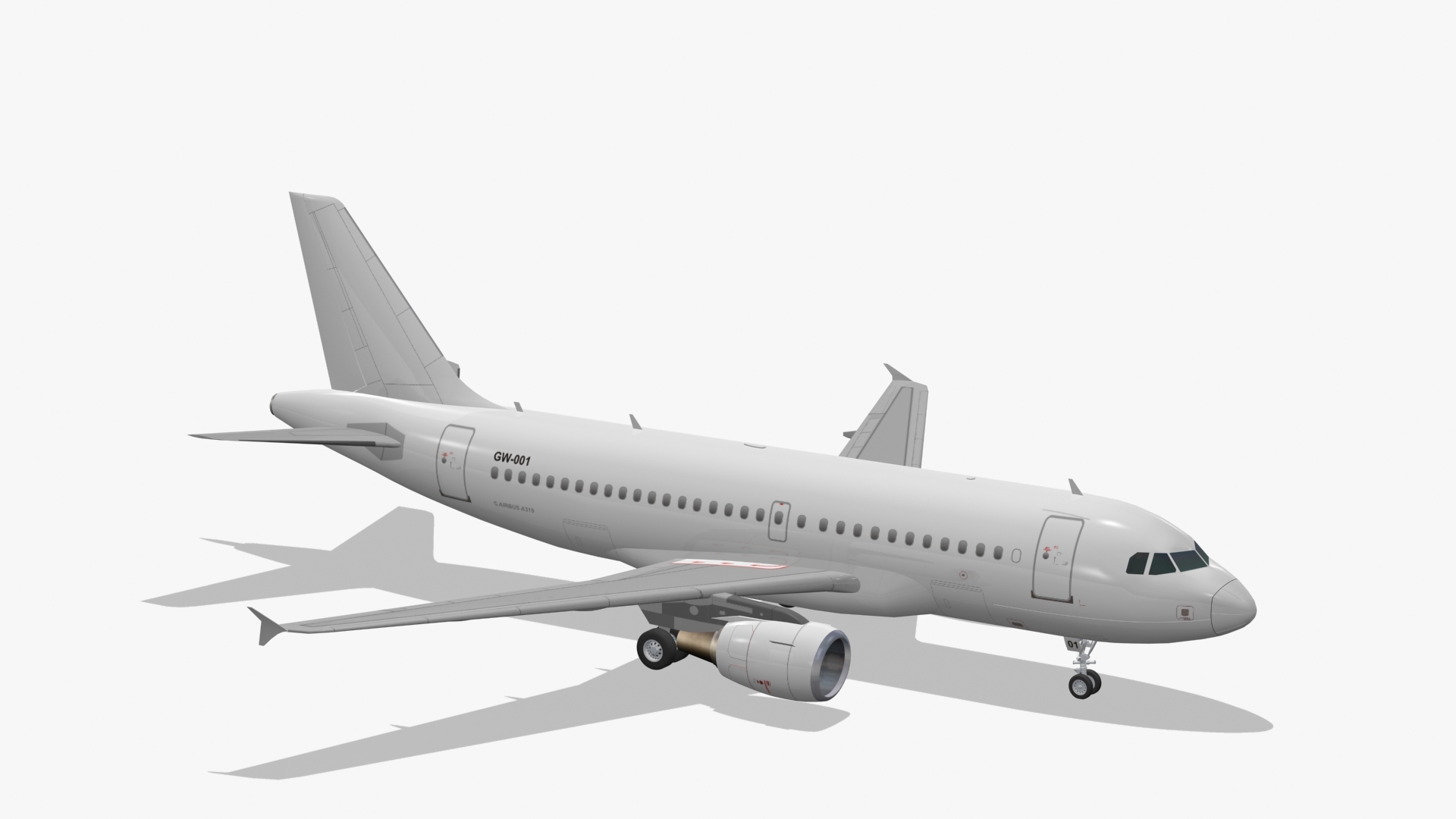 Airbus A319-114 Generic White 3d Model