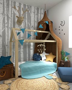 kid room interior toys 3D model