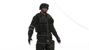 Modern Military Soldier 3D Model Game Ready Army Character 3D
