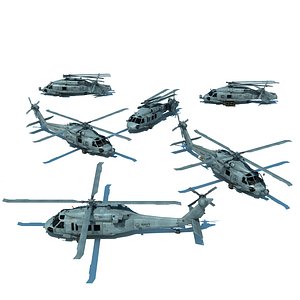 mh-60r helicopters aircraft carrier 3d model