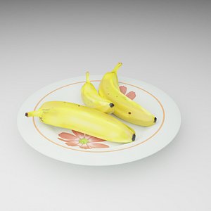 Banana in a plate 3D