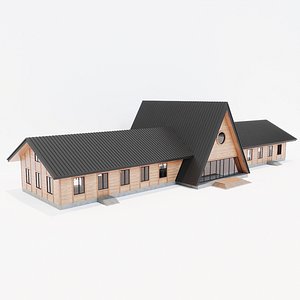 wooden building architecture corona 3D model