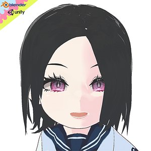 3D Anime Chibi School Girl 1  HANAKO Full Rigged model