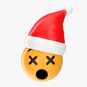 Emoji 094 Dizzy with Santa hat 3D model