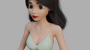 3D Cartoon woman stylish