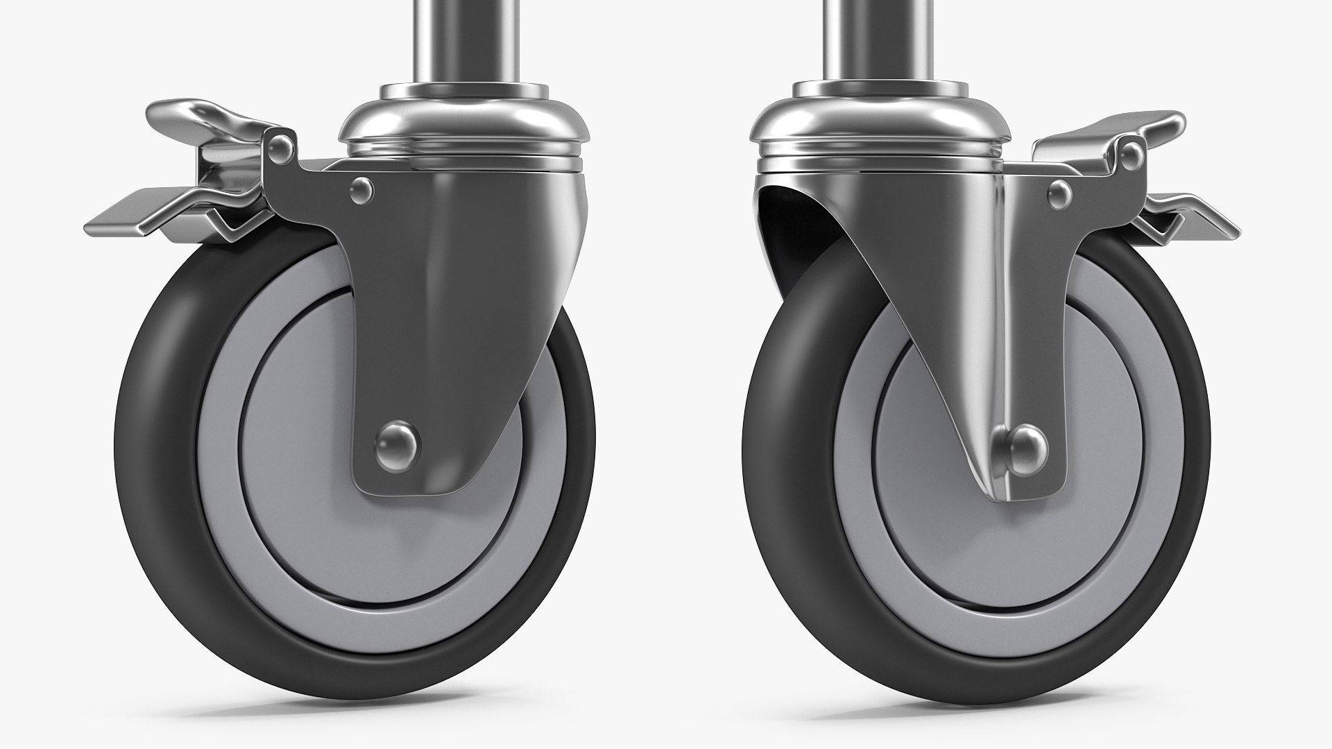 Caster Roller Wheel with Brake 3D model preview