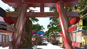 Japanese Commercial Street 3D