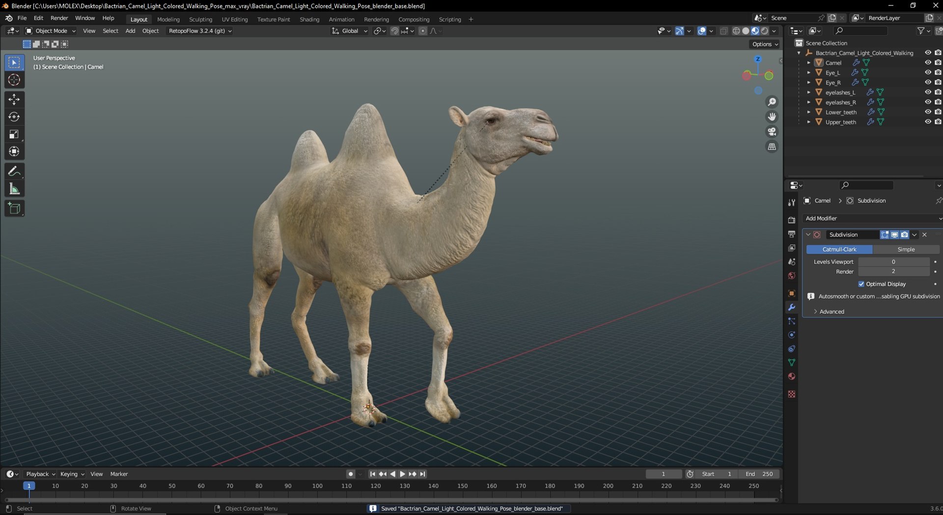 3D Bactrian Camel Light Colored Walking Pose https://p.turbosquid.com/ts-thumb/z6/DO4Lpv/Q3/bactriancamellightcoloredwalkingposemb3dmodel029/jpg/1724669683/1920x1080/fit_q87/f820f11e357cca357507c92615b634e2de33d203/bactriancamellightcoloredwalkingposemb3dmodel029.jpg