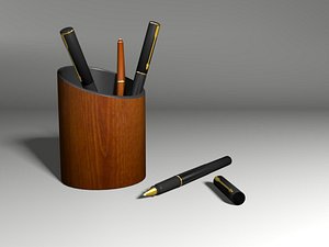 ballpoint pens penholder 3d model