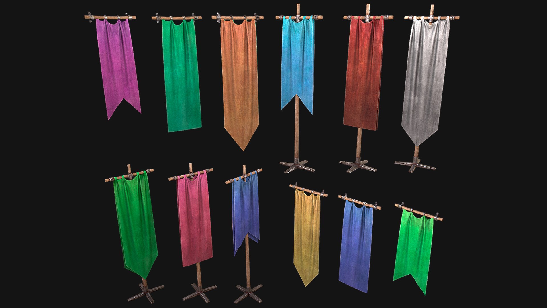 Medieval Flag 3D https://p.turbosquid.com/ts-thumb/z6/EanlSN/4l/flagstand1/png/1676218344/1920x1080/fit_q87/91fbabfaa7549bc6152716a74a692a7c01ec261c/flagstand1.jpg