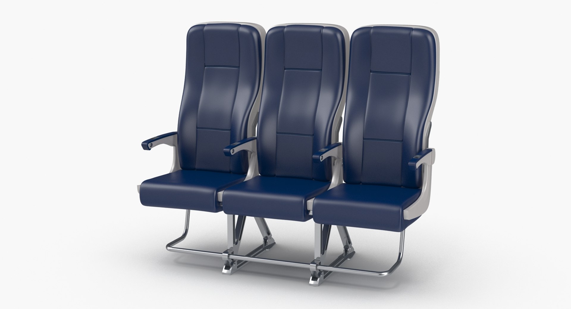 Aircraft Economy Class Passenger Triple Seats 3D model preview