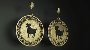 3D Capricorn pendant