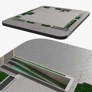 3D Urban Plaza Foundation Platform model
