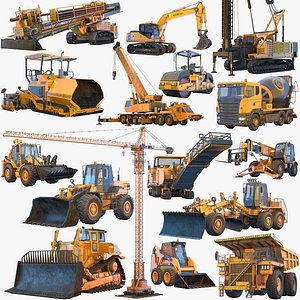 3D Heavy Construction Machinery Collection 16 in 1 vol 1 PBR