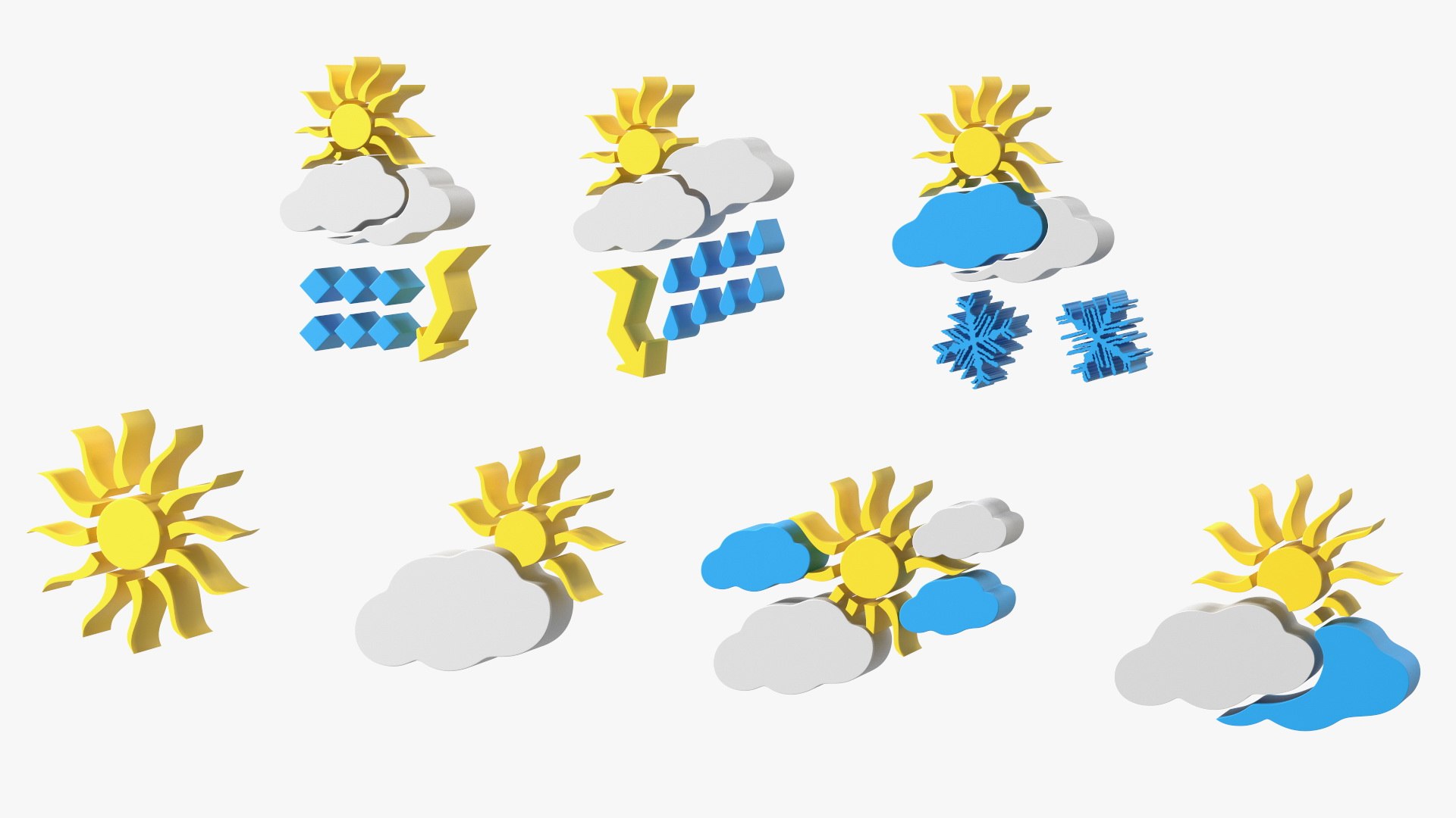Meteorology Symbols with Sun Set 3D model preview