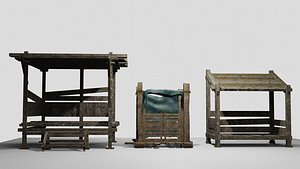 Classic Hut and river toilet 3D model