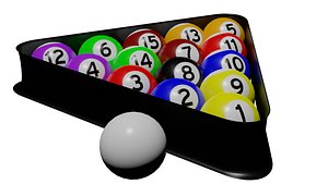 Billiards Balls and Rack 3D model