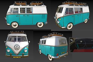 3D VW Camping Bus Cartoon 3D model