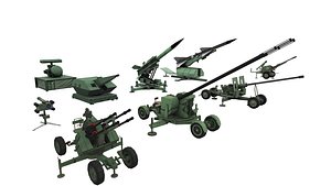 combined military aircraft artillery 3D