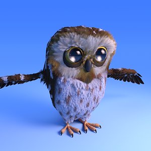 Owl with feather system - Cartoon style