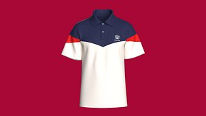 Men Chevron Color Block Polo Shirt 3D