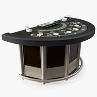 Blackjack Table with Cards  and Chips