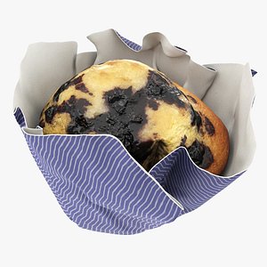 Wrapped blueberry muffin 3D model