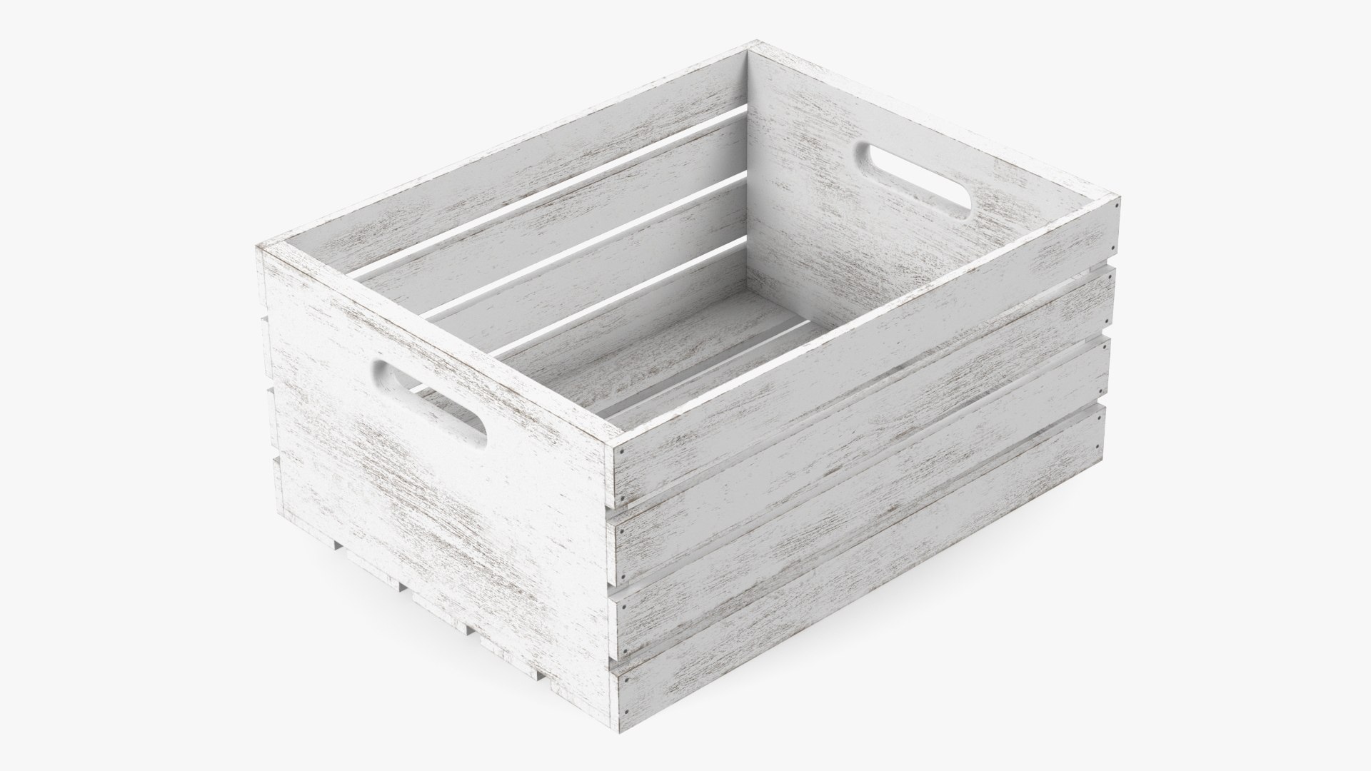 White Small Low Box of Burnt Planks 3D model preview