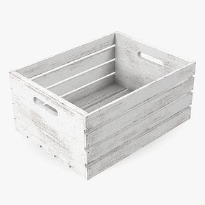 White Small Low Box of Burnt Planks 3D