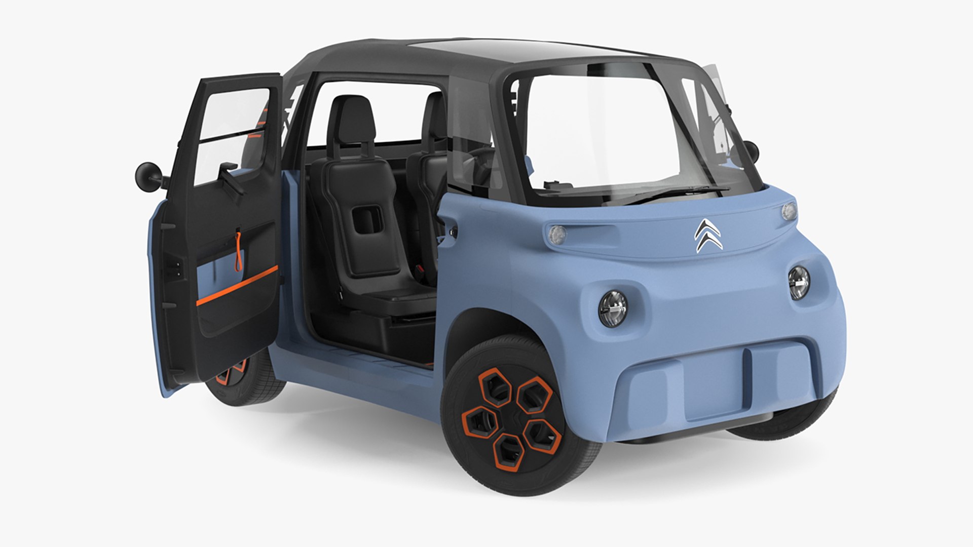 Electric Car Citroen Ami Rigged for Cinema 4D 3D model preview