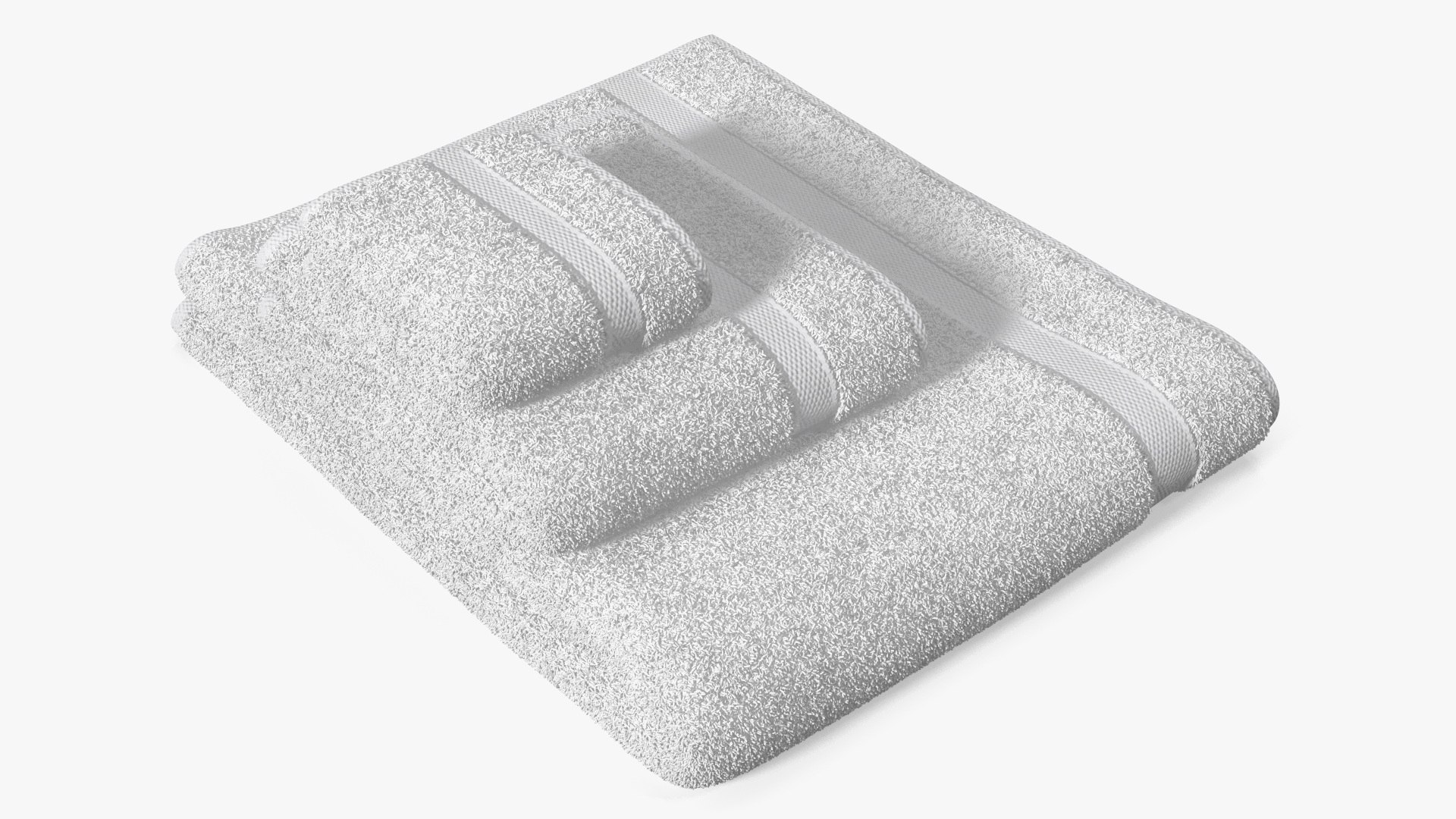 Stacked Bath Towels of Varying Sizes White Fur 3D model preview