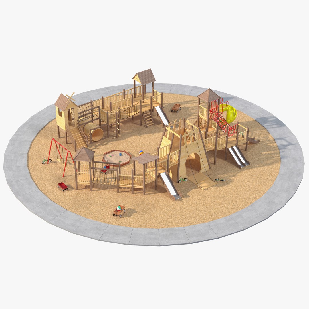 Childrens Playground with Toys 3D model preview