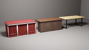 Desks office tables low-poly 3d model model