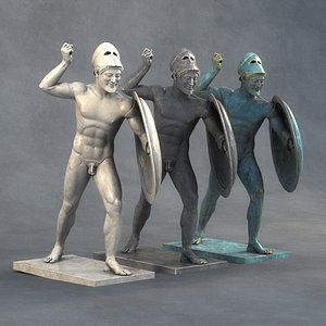 3D Ancient Warrior Sculpture 2 model