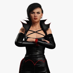Dark Leather Sorceress Character Realistic Dark  Evil
