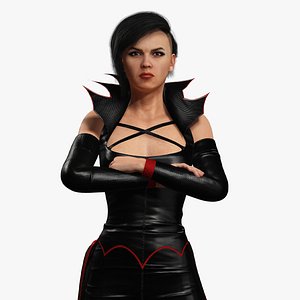 Dark Leather Sorceress Character Realistic Dark  Evil