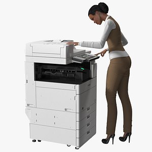 Canon Multifunction Copier with Business Style Woman Rigged for Maya